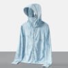 2023 new camouflage ice silk men's sun protection clothing summer hooded thin style with hood brim detachable skin clothing jacket - Image 9